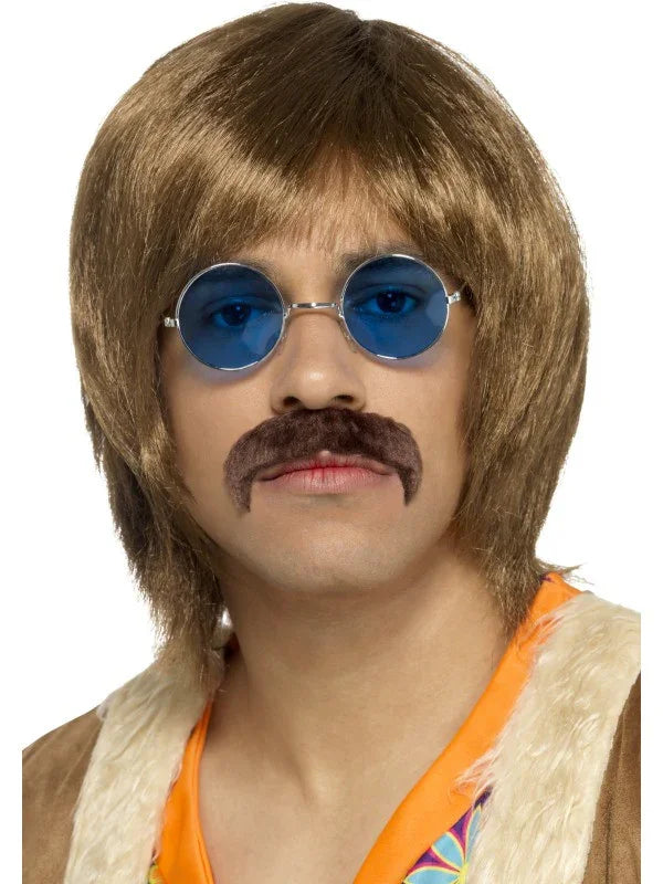 Peluca de John Lennon con Bigote y Gafas Complementos Hippies Smiffys